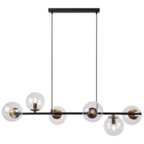 Lampa sufitowa wisząca Light Home LH Siena 6x E14 40W czarny/złoty klosz bezbarwny 1szt.