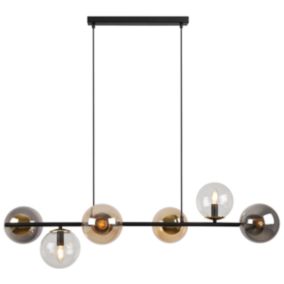 Lampa sufitowa wisząca Light Home LH Siena 6x E14 40W czarny/złoty klosz mieszany 1szt.