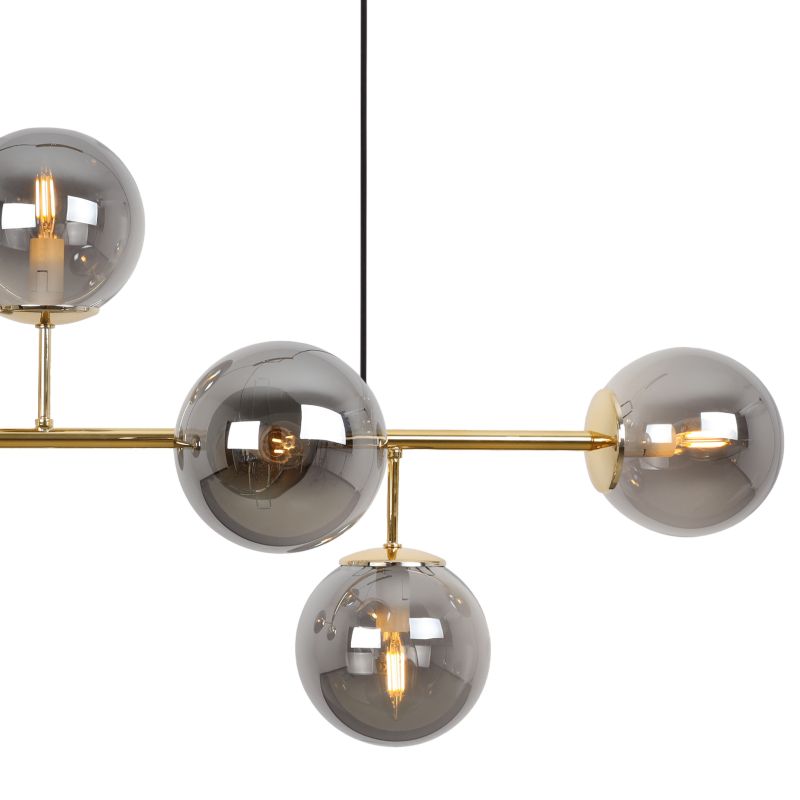 Lampa sufitowa wisząca Light Home LH Siena 6x E14 40W złoty klosz grafitowy 1szt.