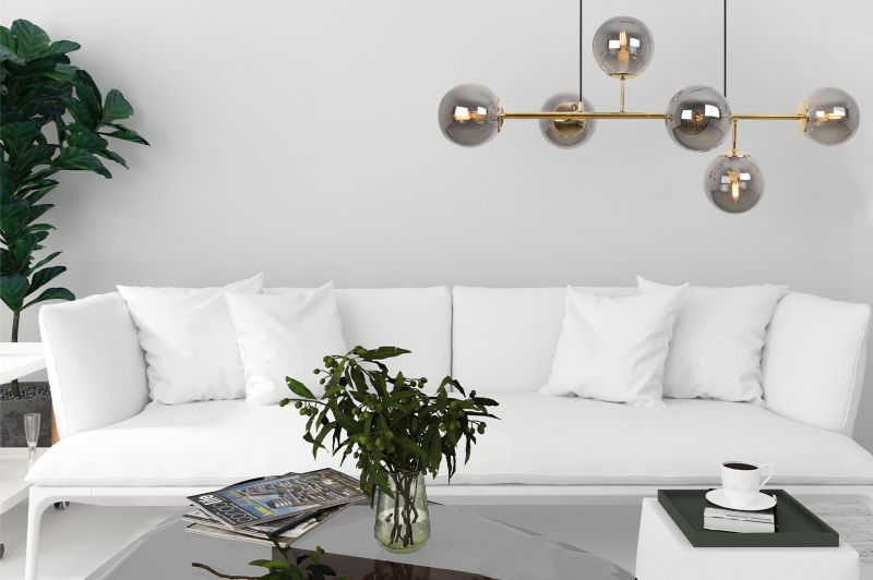 Lampa sufitowa wisząca Light Home LH Siena 6x E14 40W złoty klosz grafitowy 1szt.