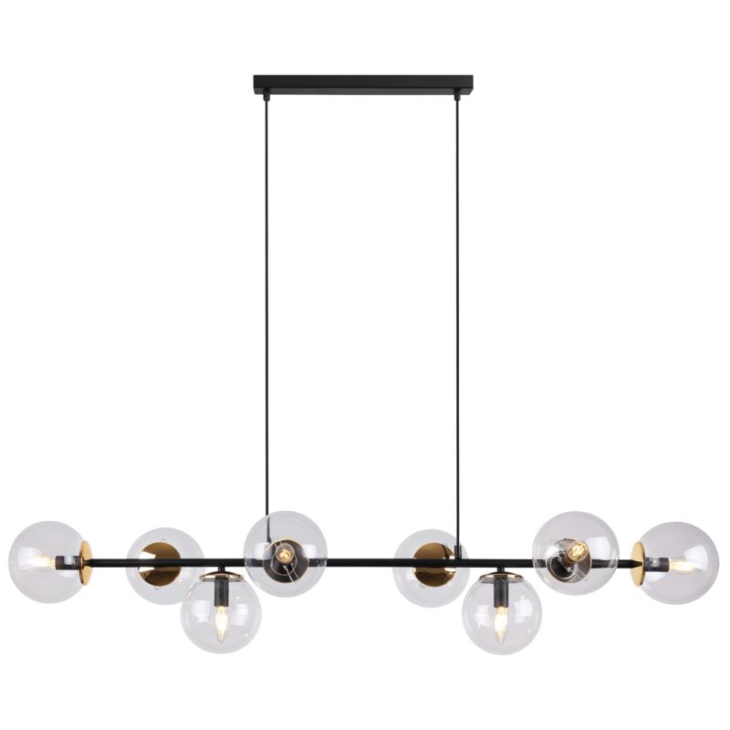 Lampa sufitowa wisząca Light Home LH Siena 8x E14 40W czarny/złoty klosz bezbarwny 1szt.
