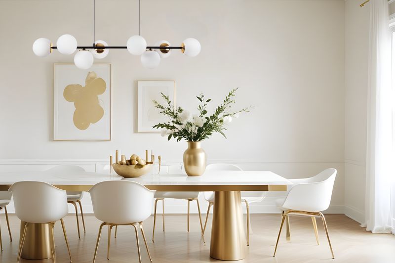 Lampa sufitowa wisząca Light Home LH Siena 8x E14 40W czarny/złoty klosz biały 1szt.
