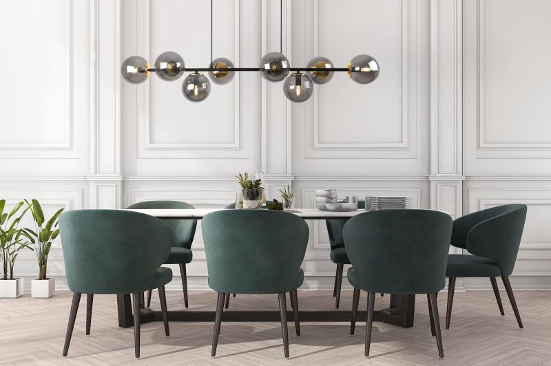 Lampa sufitowa wisząca Light Home LH Siena 8x E14 40W czarny/złoty klosz grafitowy 1szt.