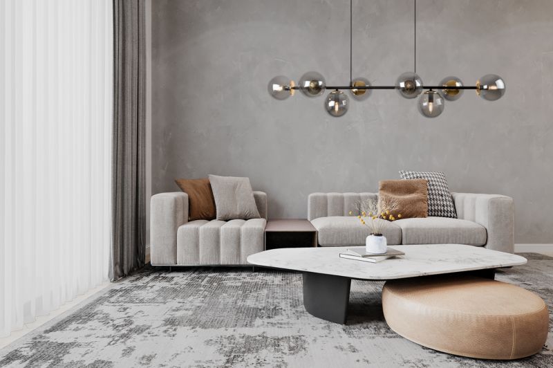 Lampa sufitowa wisząca Light Home LH Siena 8x E14 40W czarny/złoty klosz grafitowy 1szt.