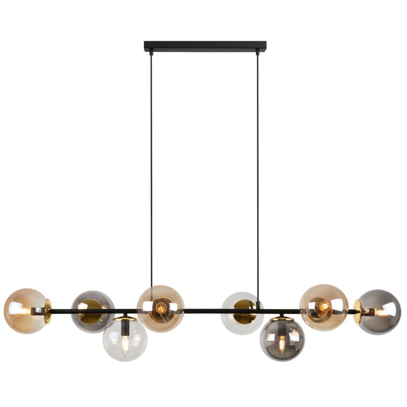 Lampa sufitowa wisząca Light Home LH Siena 8x E14 40W czarny/złoty klosz mieszany 1szt.