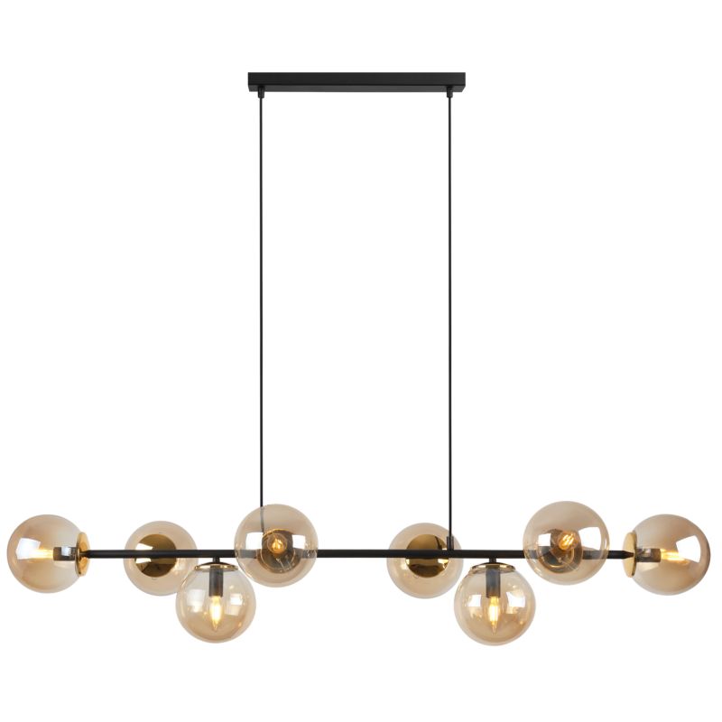 Lampa sufitowa wisząca Light Home LH Siena 8x E14 40W czarny/złoty klosz miodowy 1szt.