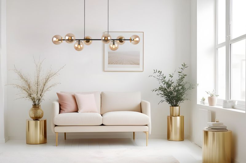Lampa sufitowa wisząca Light Home LH Siena 8x E14 40W czarny/złoty klosz miodowy 1szt.