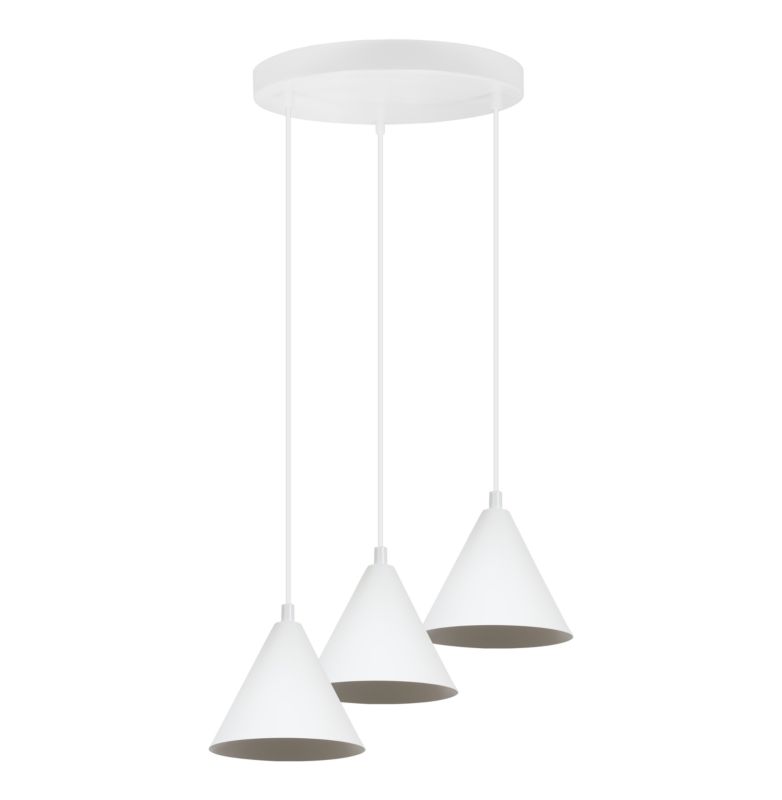 Lampa sufitowa wisząca Light Home LH Soho 3x E27 60W klosz 14cm biała 1szt.