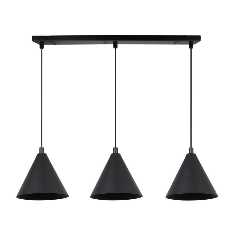 Lampa sufitowa wisząca Light Home LH Soho 3x E27 60W klosz 14cm czarny 1szt.