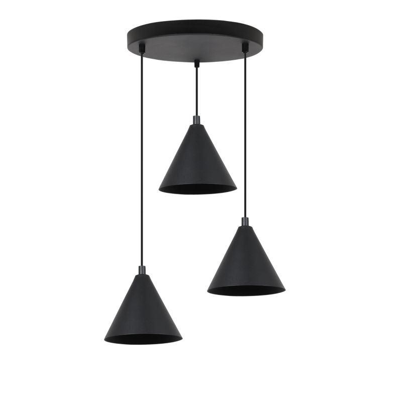 Lampa sufitowa wisząca Light Home LH Soho 3x E27 60W klosz 14cm okrągła czarny 1szt.