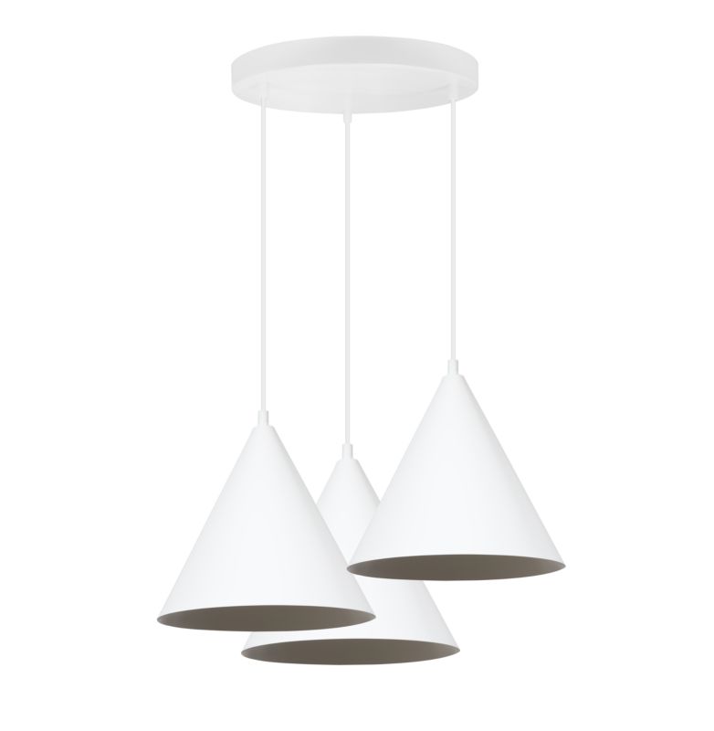 Lampa sufitowa wisząca Light Home LH Soho 3x E27 60W klosz 25cm biała 1szt.