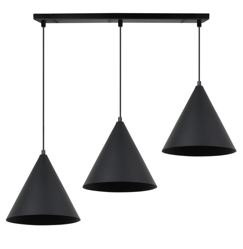 Lampa sufitowa wisząca Light Home LH Soho 3x E27 60W klosz 25cm czarny 1szt.