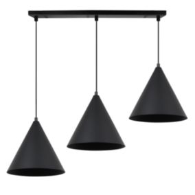 Lampa sufitowa wisząca Light Home LH Soho 3x E27 60W klosz 25cm czarny 1szt.