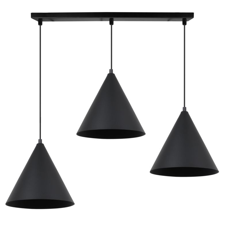 Lampa sufitowa wisząca Light Home LH Soho 3x E27 60W klosz 25cm czarny 1szt.