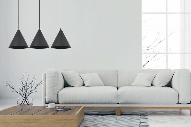 Lampa sufitowa wisząca Light Home LH Soho 3x E27 60W klosz 25cm czarny 1szt.