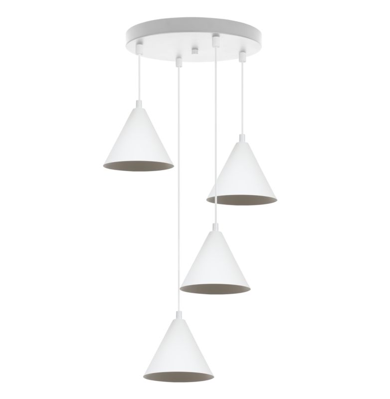 Lampa sufitowa wisząca Light Home LH Soho 4x E27 60W klosz 14cm biała 1szt.