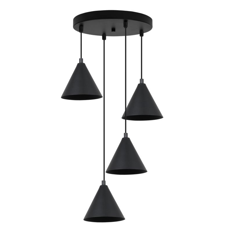 Lampa sufitowa wisząca Light Home LH Soho 4x E27 60W klosz 14cm czarny 1szt.