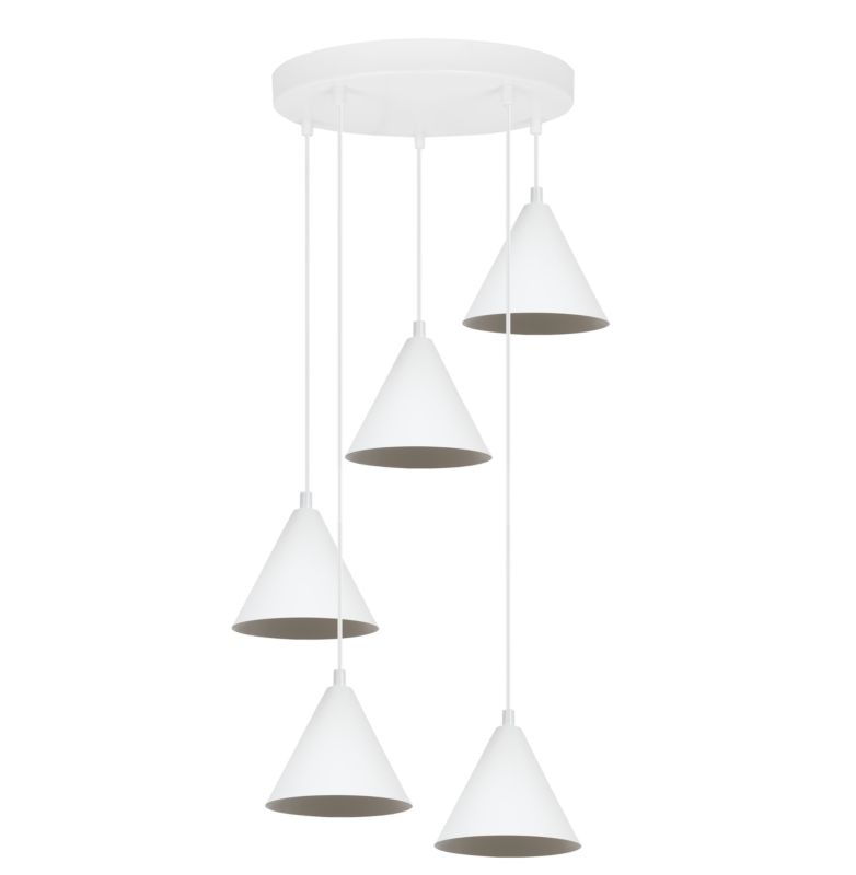 Lampa sufitowa wisząca Light Home LH Soho 5x E27 60W klosz 14cm biała 1szt.