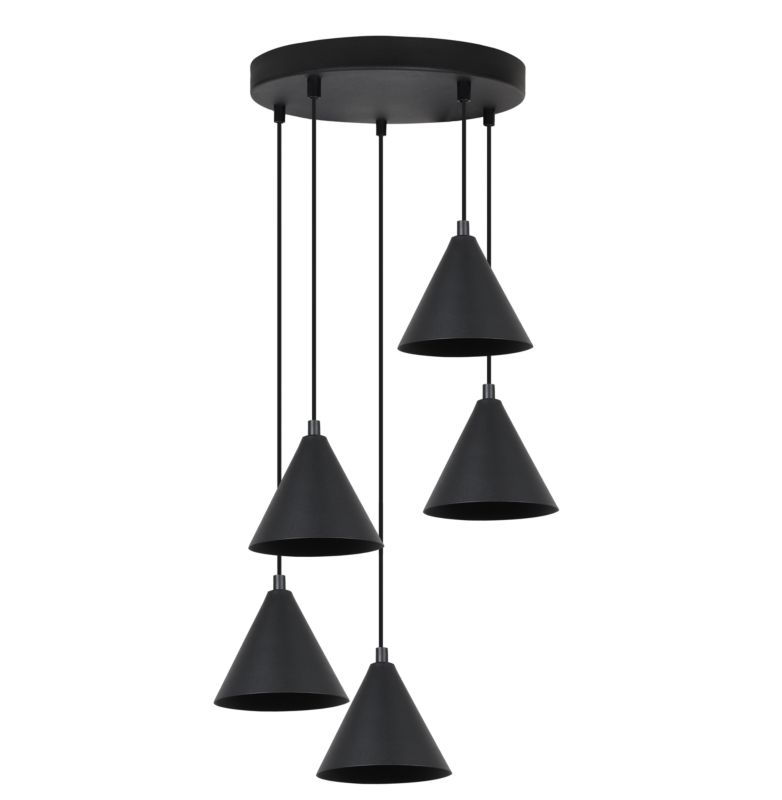 Lampa sufitowa wisząca Light Home LH Soho 5x E27 60W klosz 14cm czarny 1szt.