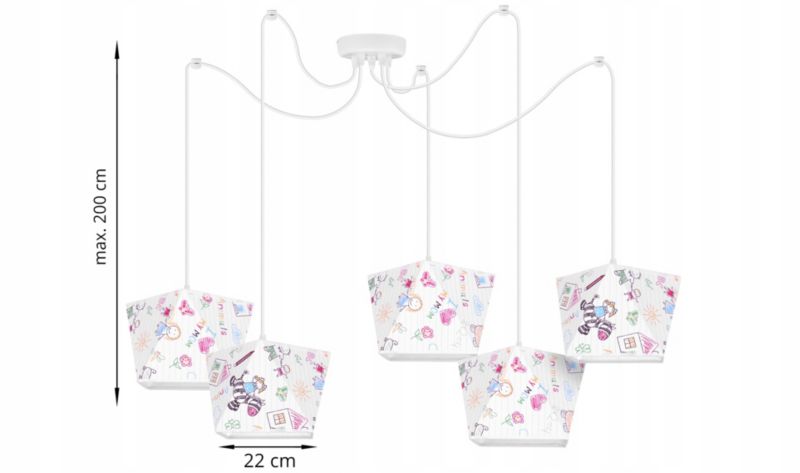 Lampa sufitowa wisząca Light Home LH Spider 5x E27 60W biały 1szt.