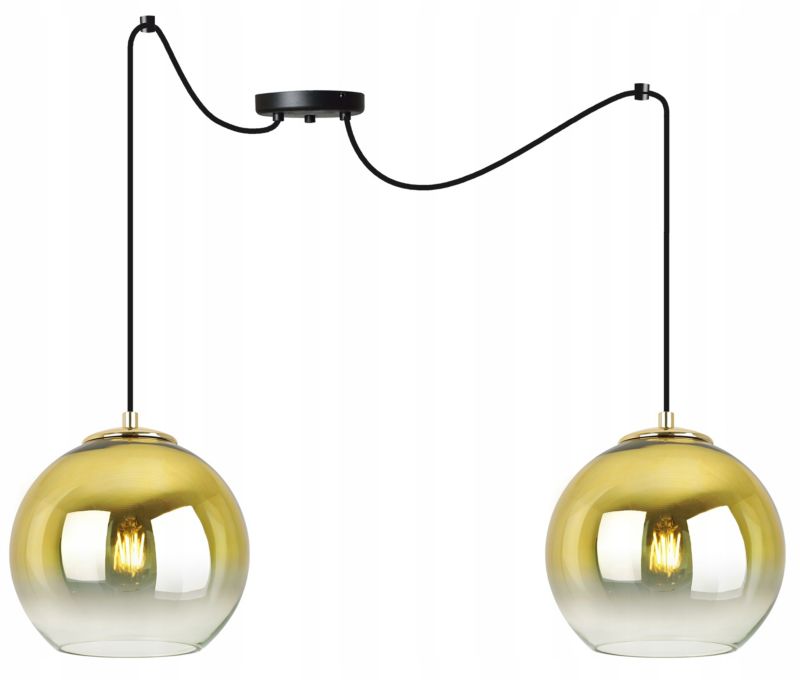 Lampa sufitowa wisząca Light Home LH Spider Bergen Gold 2x E27 60W klosz 20cm złoty 1szt.