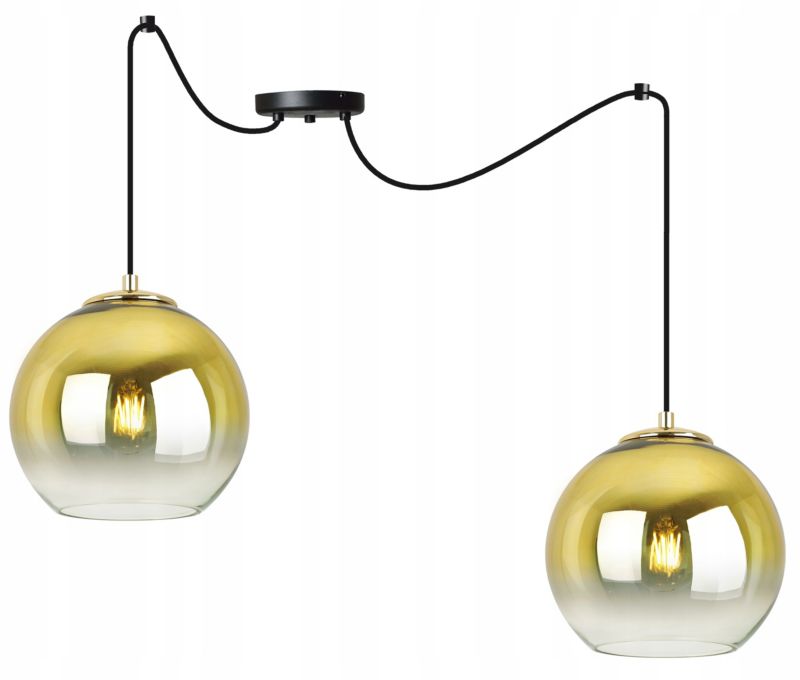 Lampa sufitowa wisząca Light Home LH Spider Bergen Gold 2x E27 60W klosz 20cm złoty 1szt.