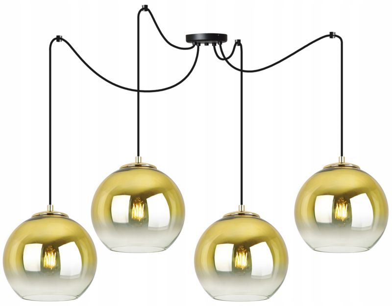 Lampa sufitowa wisząca Light Home LH Spider Bergen Gold 4x E27 60W klosz 20cm złoty 1szt.