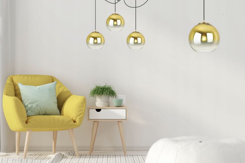 Lampa sufitowa wisząca Light Home LH Spider Bergen Gold 4x E27 60W klosz 20cm złoty 1szt.