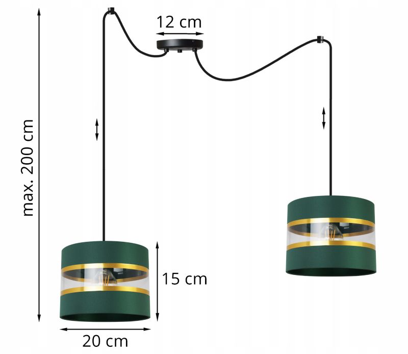 Lampa sufitowa wisząca Light Home LH Spider Elegance Gold 2x E27 60W zielony/czarny 1szt.