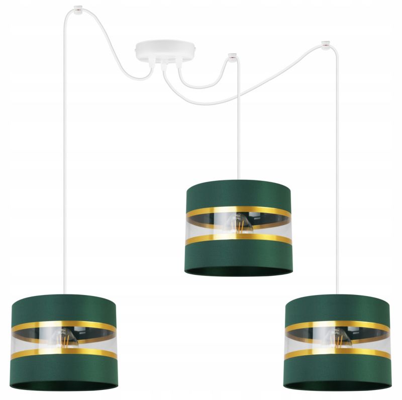 Lampa sufitowa wisząca Light Home LH Spider Elegance Gold 3x E27 60W zielony/biały 1szt.
