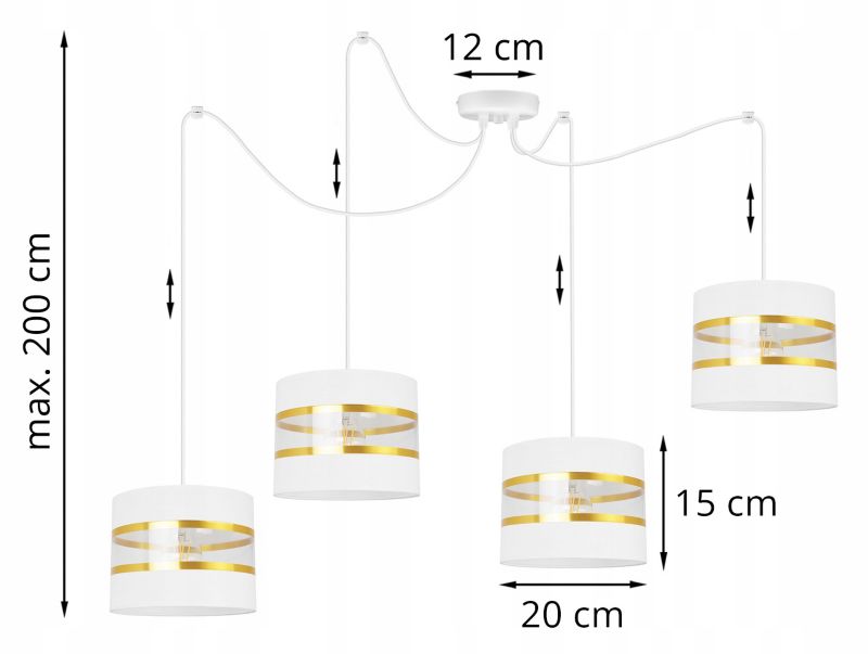 Lampa sufitowa wisząca Light Home LH Spider Elegance Gold 4x E27 60W biały 1szt.