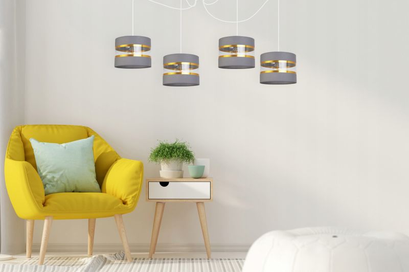 Lampa sufitowa wisząca Light Home LH Spider Elegance Gold 4x E27 60W szary/biały 1szt.