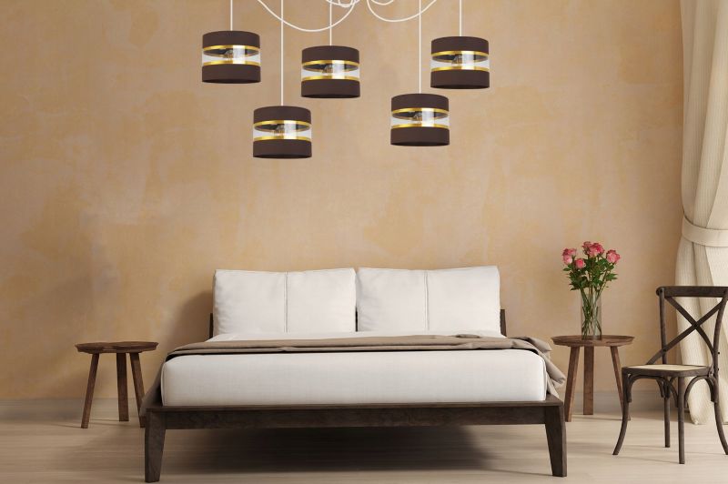 Lampa sufitowa wisząca Light Home LH Spider Elegance Gold 5x E27 60W brązowy/biały 1szt.