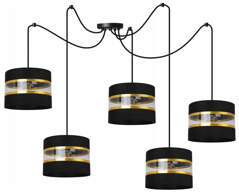 Lampa sufitowa wisząca Light Home LH Spider Elegance Gold 5x E27 60W czarny 1szt.