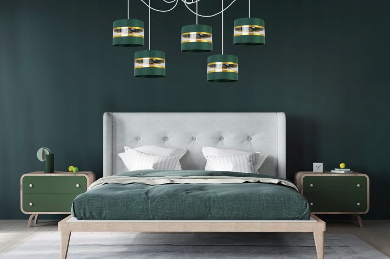 Lampa sufitowa wisząca Light Home LH Spider Elegance Gold 5x E27 60W zielony/biały 1szt.