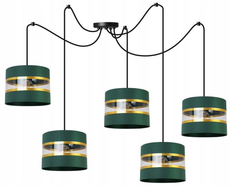 Lampa sufitowa wisząca Light Home LH Spider Elegance Gold 5x E27 60W zielony/czarny 1szt.
