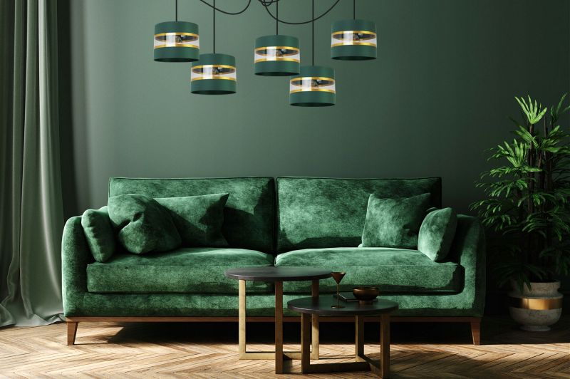 Lampa sufitowa wisząca Light Home LH Spider Elegance Gold 5x E27 60W zielony/czarny 1szt.