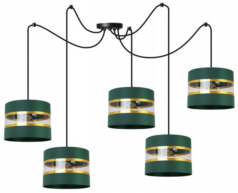 Lampa sufitowa wisząca Light Home LH Spider Elegance Gold 5x E27 60W zielony/czarny 1szt.