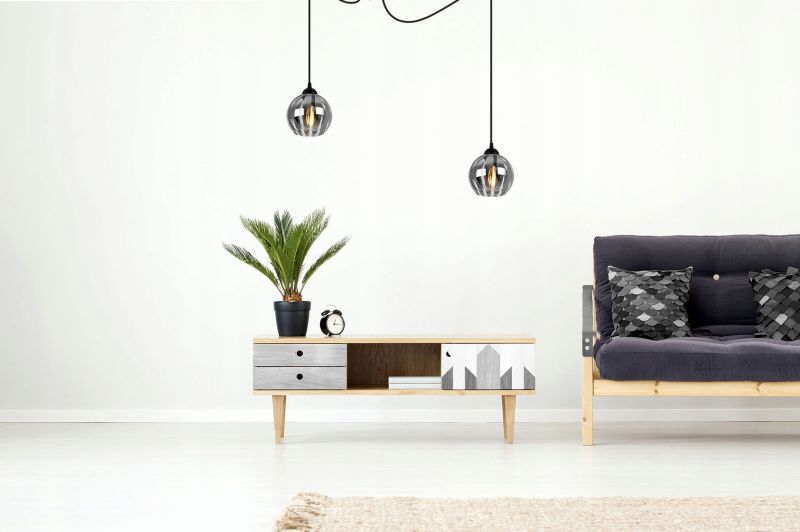 Lampa sufitowa wisząca Light Home LH Spider Eliza 2x E27 60W czarny/szary 1szt.