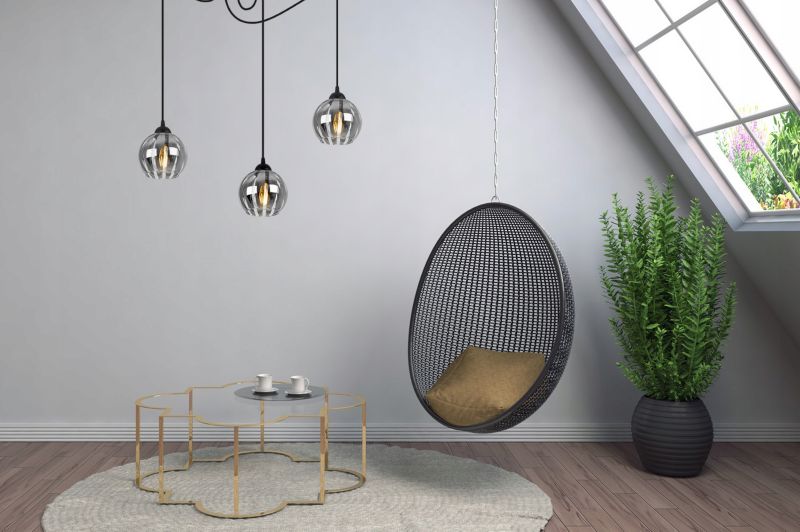 Lampa sufitowa wisząca Light Home LH Spider Eliza 3x E27 60W czarny/szary 1szt.