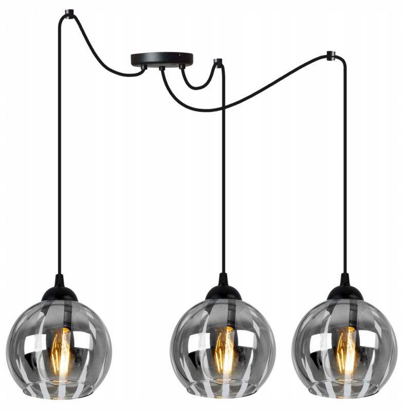 Lampa sufitowa wisząca Light Home LH Spider Eliza 3x E27 60W czarny/szary 1szt.