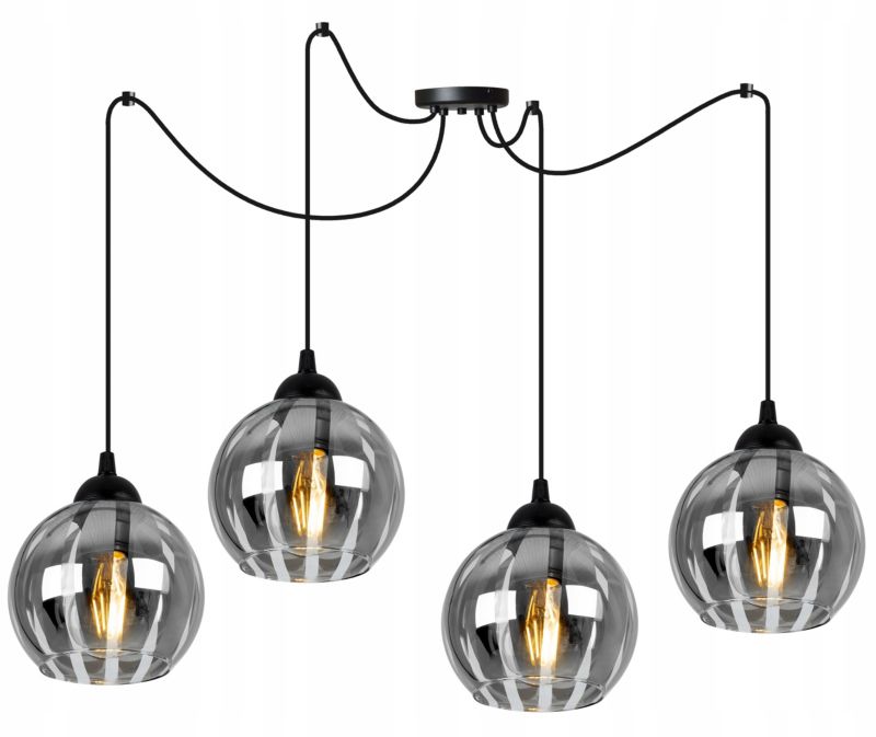 Lampa sufitowa wisząca Light Home LH Spider Eliza 4x E27 60W czarny/szary 1szt.