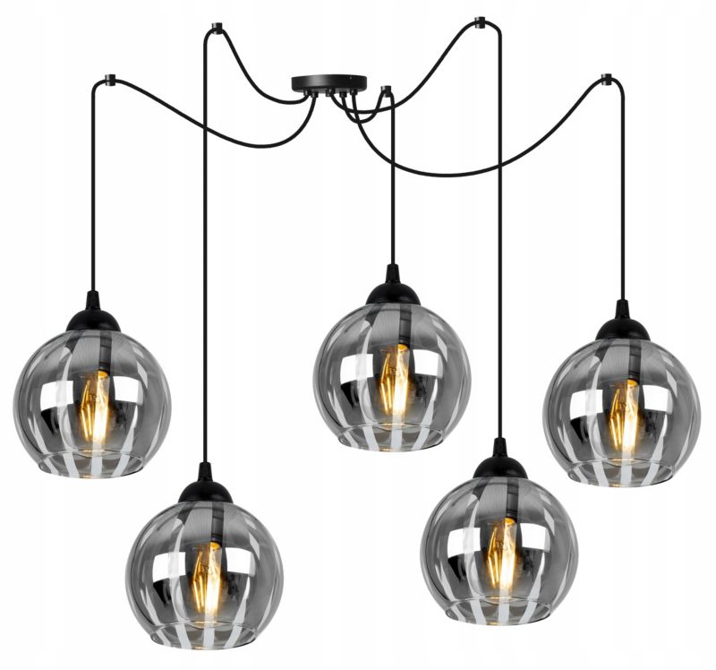 Lampa sufitowa wisząca Light Home LH Spider Eliza 5x E27 60W czarny/szary 1szt.
