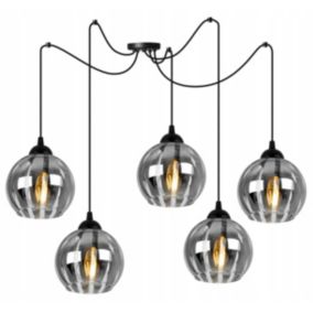 Lampa sufitowa wisząca Light Home LH Spider Eliza 5x E27 60W czarny/szary 1szt.