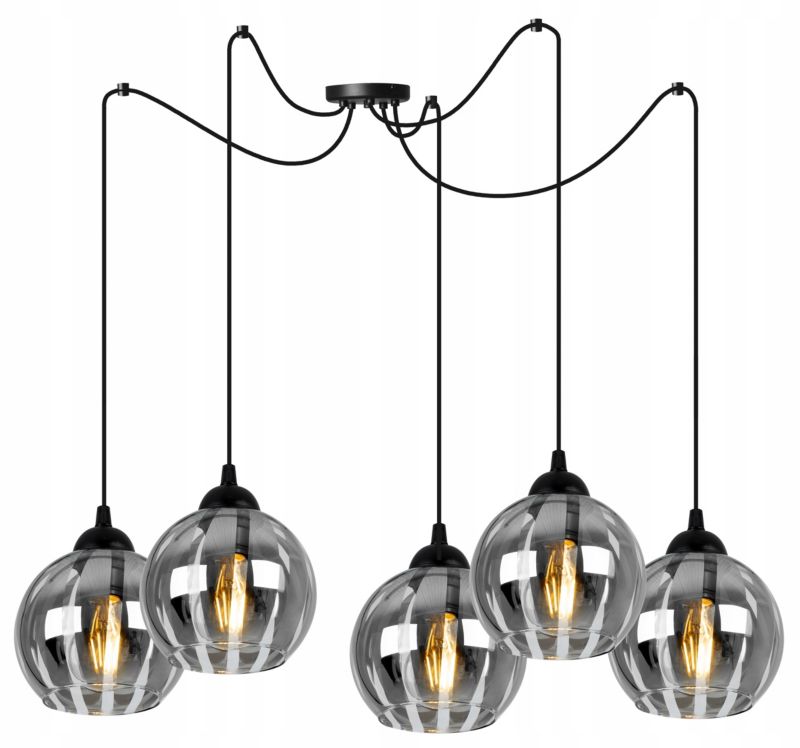 Lampa sufitowa wisząca Light Home LH Spider Eliza 5x E27 60W czarny/szary 1szt.