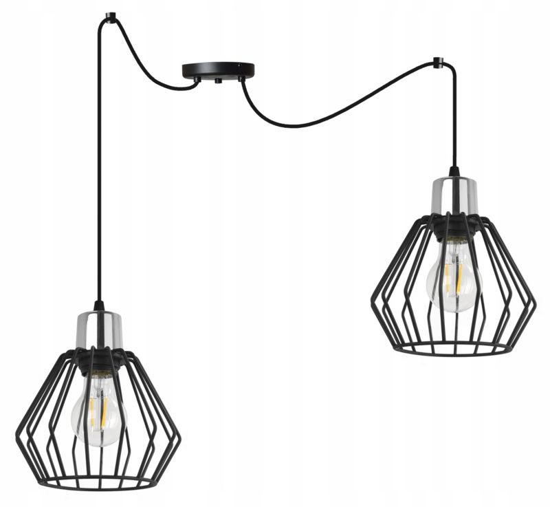 Lampa sufitowa wisząca Light Home LH Spider Nuvola 2x E14 60W czarny/srebrny 1szt.