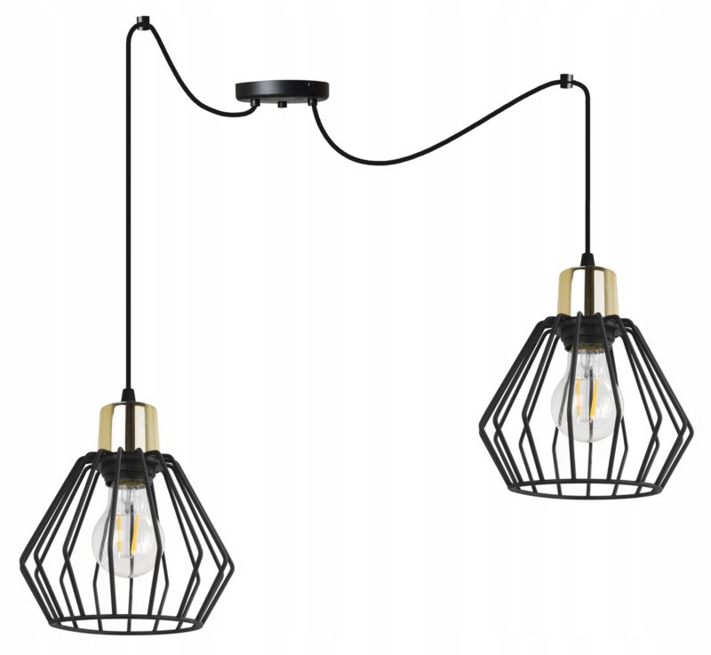 Lampa sufitowa wisząca Light Home LH Spider Nuvola 2x E14 60W czarny/złoty 1szt.