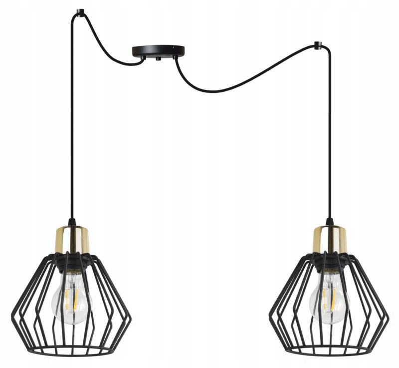 Lampa sufitowa wisząca Light Home LH Spider Nuvola 2x E14 60W czarny/złoty 1szt.