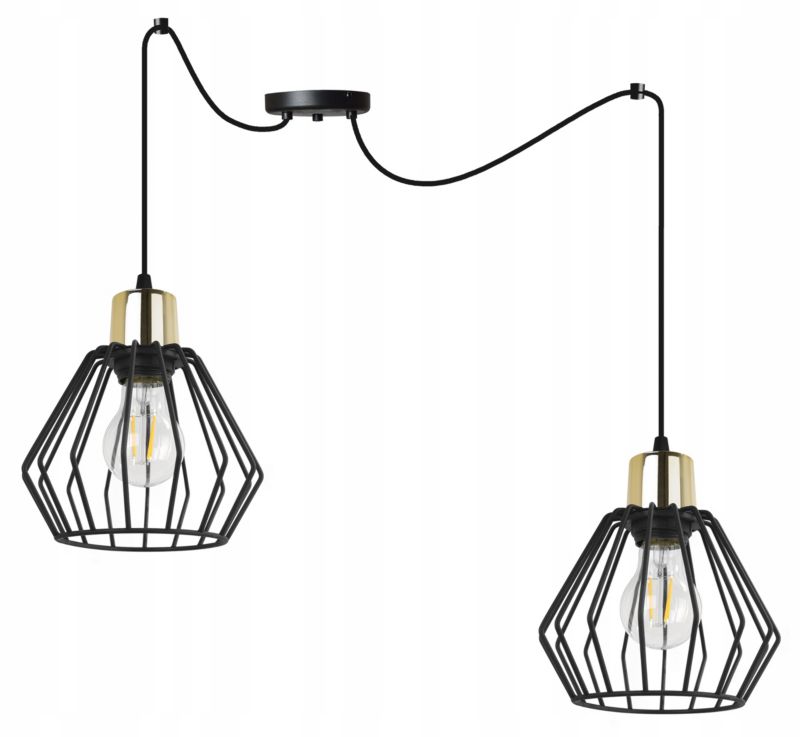 Lampa sufitowa wisząca Light Home LH Spider Nuvola 2x E14 60W czarny/złoty 1szt.