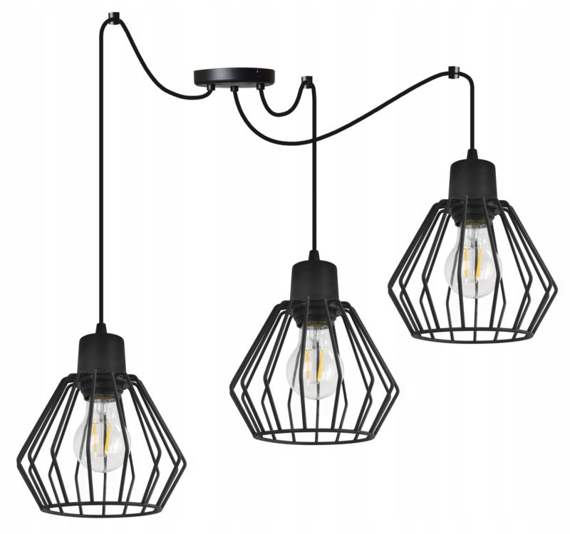 Lampa sufitowa wisząca Light Home LH Spider Nuvola 3x E27 60W czarny 1szt.